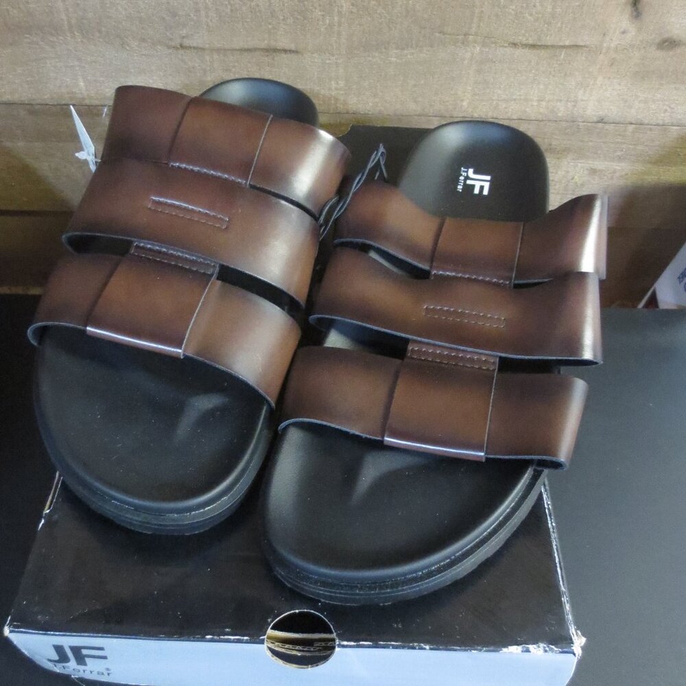 J FERRAR JF MEN'S DOVER BROWN SLIDE SANDAL - US SIZE 9